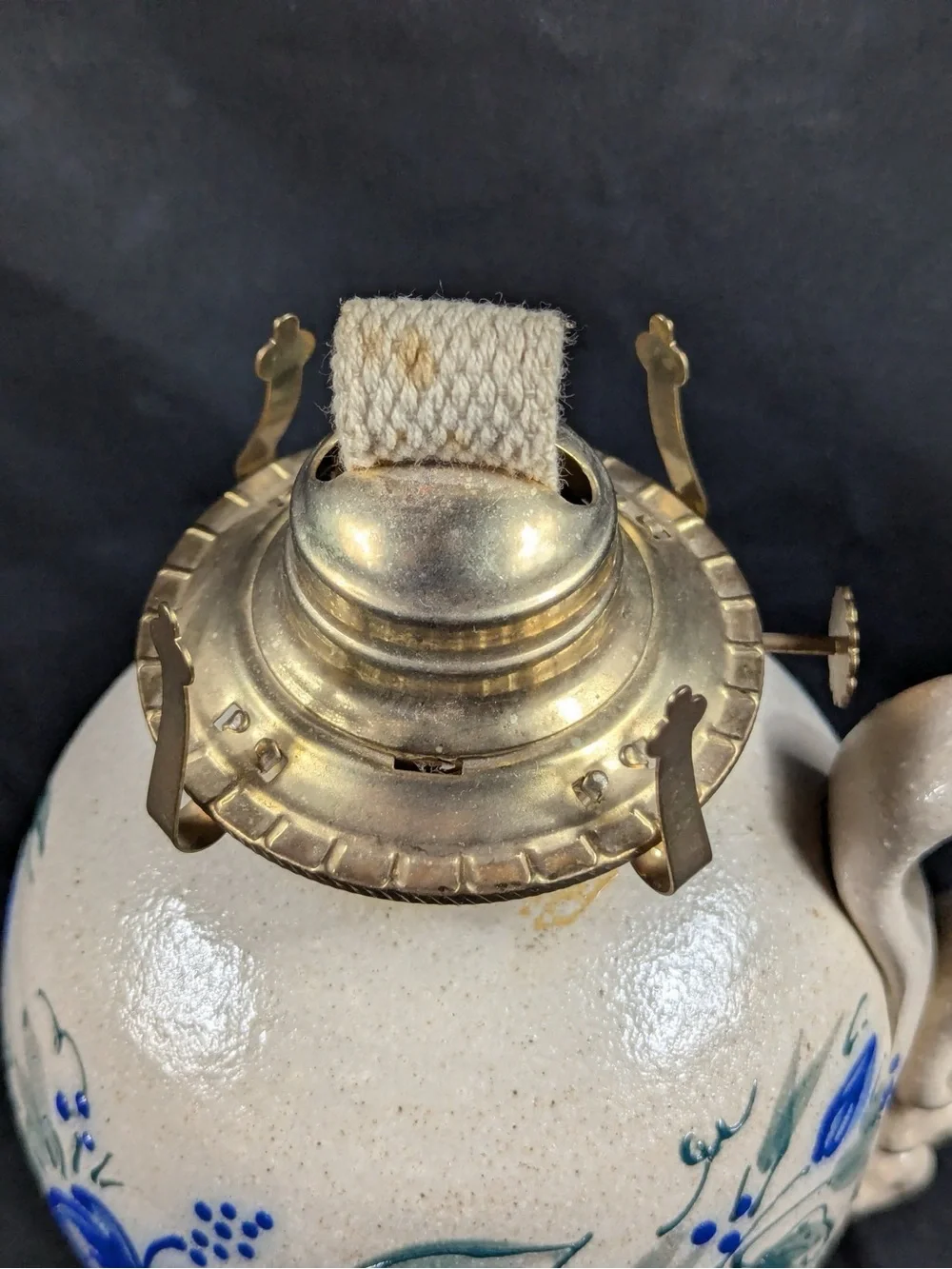 Salmon Falls Pottery Summer Garden Oil Lantern with Hand-Painted Design